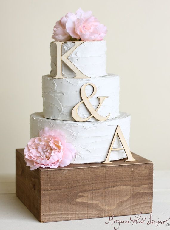 Personalized Wedding Cake Topper Wood Initials by braggingbags