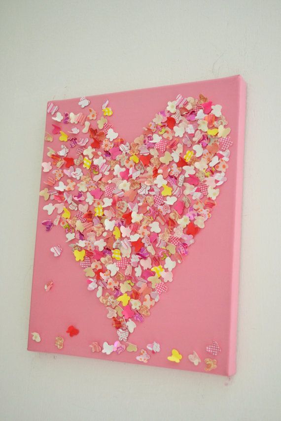 Pretty in Pink – 3D Butterfly Wall Art / Pink Butterfly Heart / Baby Girl Nurser