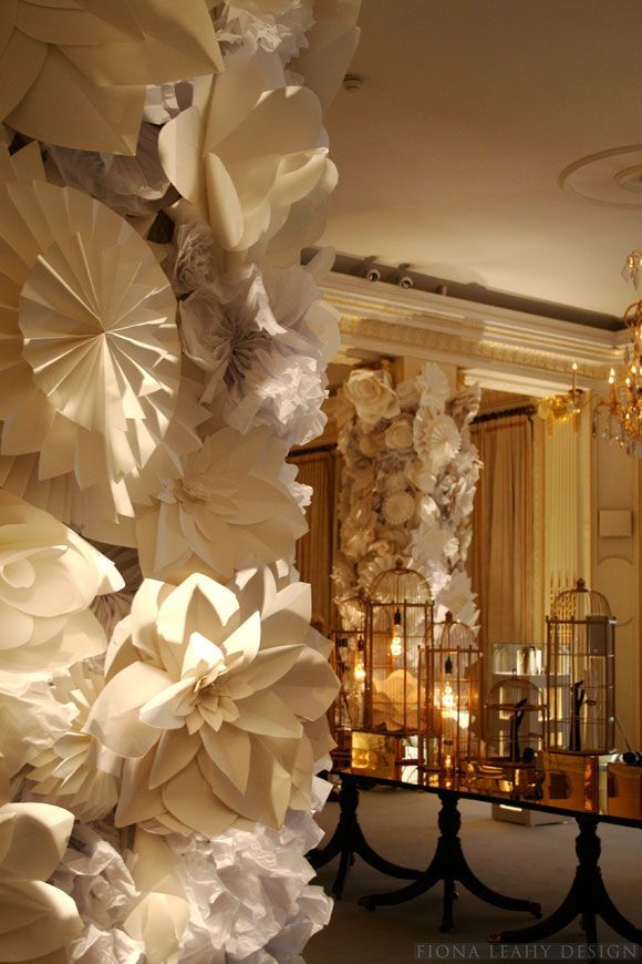 Prom decor. Column with paper covered flowers. (Could be done with make it youse