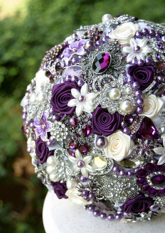 Purple wedding Bouquet Vintage style Deposit on by annasinclair, $75.00