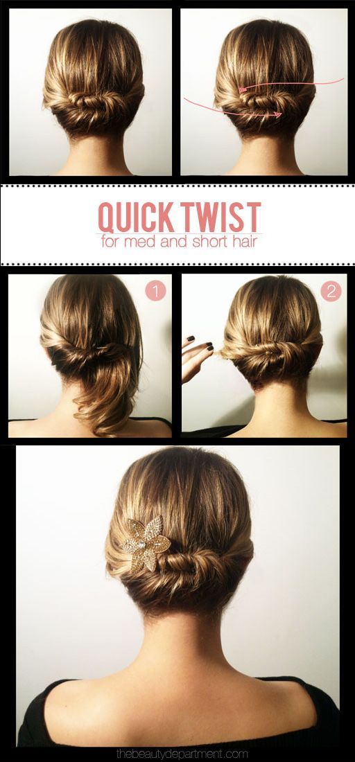 Quick Twist Updo for Short & Medium Hair by TBD