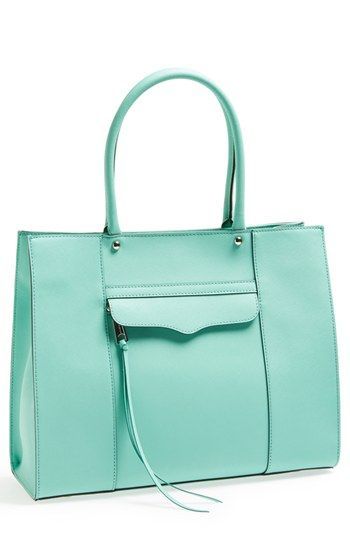 Rebecca Minkoff M.A.B. – Medium Tote in lustrous crosshatched leather in minty |