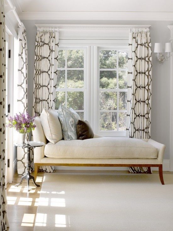 Relaxed yet refined window treatments grace a sun room.  (Original cutline:  COT