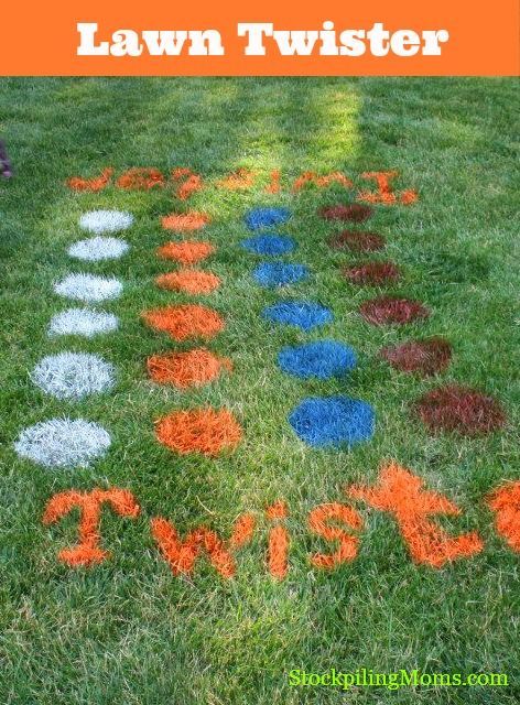 Spray paint big dots on the ground for backyard Twister!