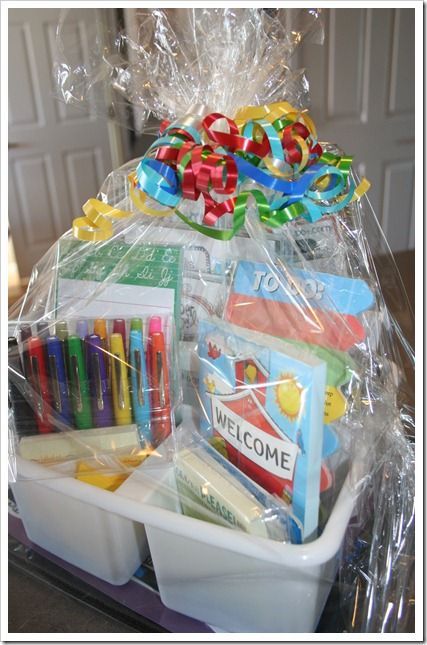 Teacher gift basket idea – although the link does not take you to a gift basket,