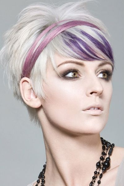 This blonde looks fantastic with this cute and funky, short hairstyle. The hair