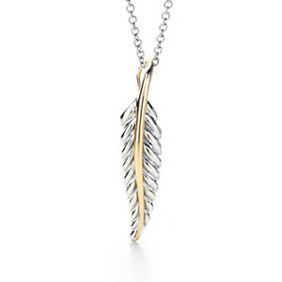 Tiffany & Co Inspired Feather Golden   Necklace