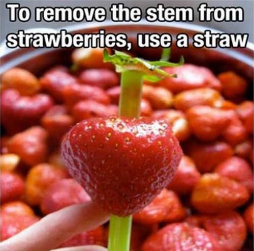 to remove the stem from strawberries, use a straw