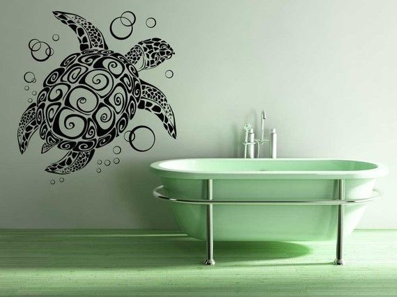Turtle, Tortoise, Bubbles – Decal, Sticker, Vinyl, Wall, Home, Bathroom, Aquariu