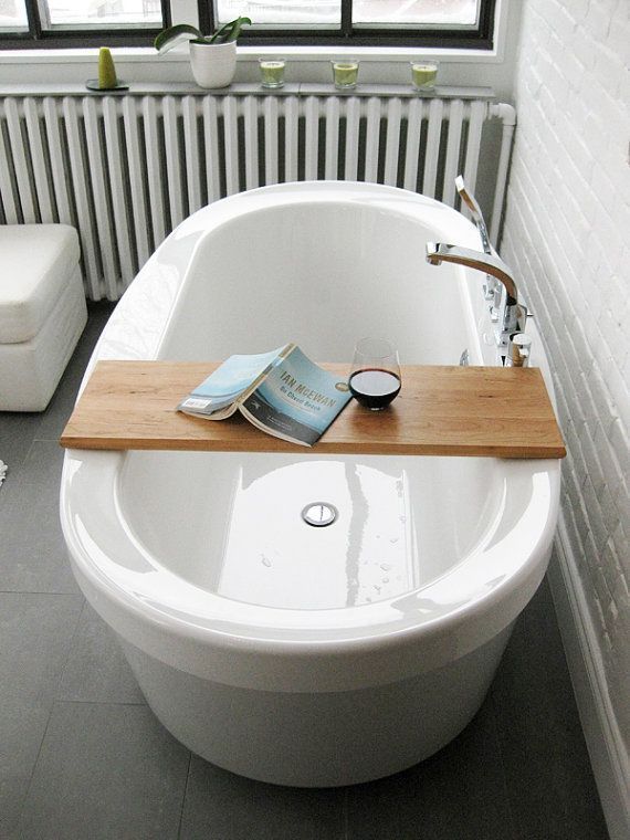 Wood Bath/tub caddy/platter/tray of by BlisscraftandBrazen on Etsy. I want one o