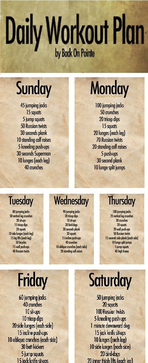Workout for every day of the week..