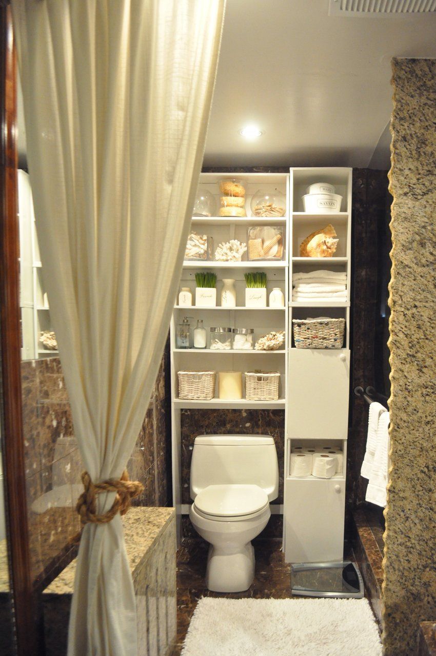 awesome bathroom storage idea for over-the-toilet