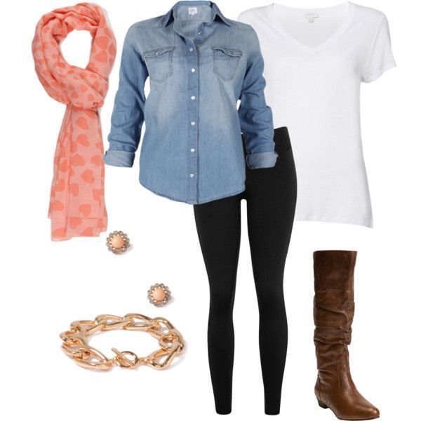 Casual Valentines outfit denim and white tank with black leggings and festive pi