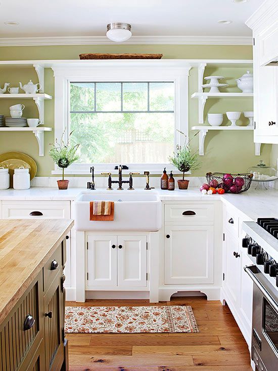 Country Kitchen Ideas. White cabinets