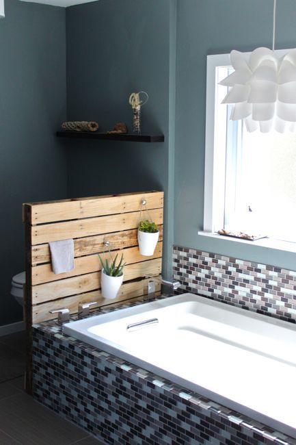 DIY Bathroom Shelf System And Planter Stand From A Single Pallet