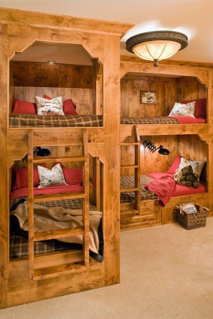 I love the idea of multiple bunk beds in a finished basement … You can have mu