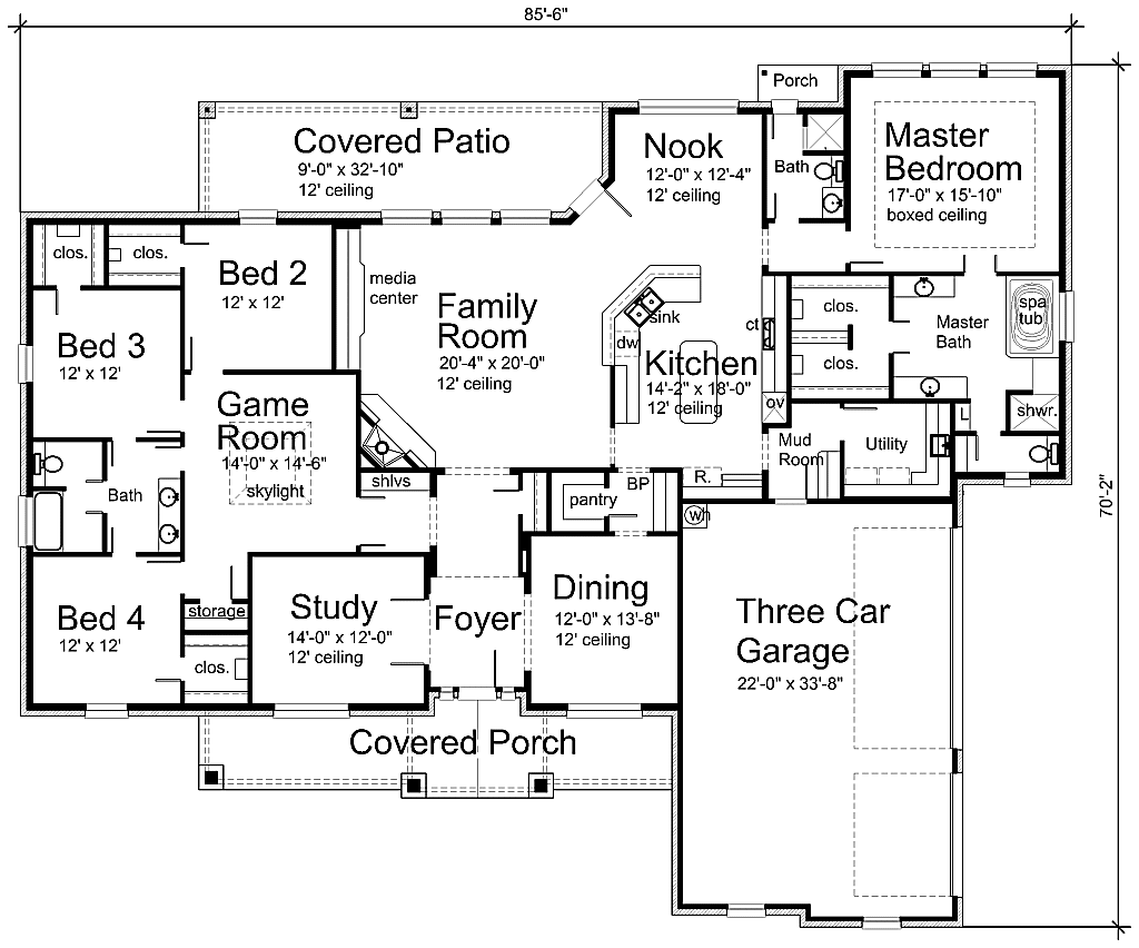 I LOVE this floor plan. Modify bedrooms on the left to two bedrooms with a j bat