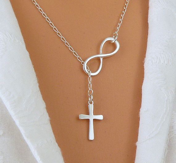 I LOVE THIS!!!  STERLING SILVER Infinity and Cross Necklace