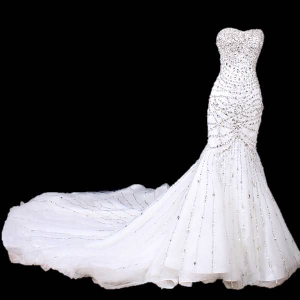 Intricately  beaded sweetheart mermaid wedding dress