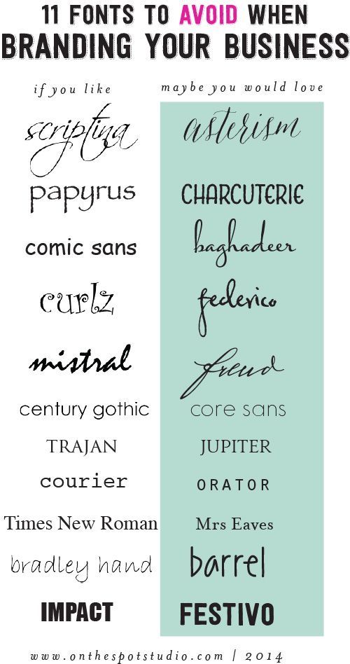 11 Fonts you should AVOID when branding your business – I would love for the lef
