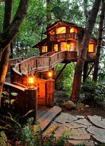 Awesome tree houses. Whos says tree houses are just for kids :)