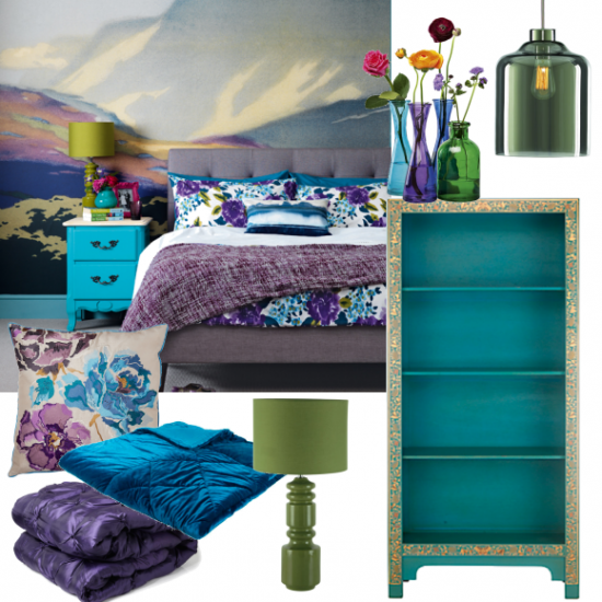 Rich blue and purple bedroom | Moodboards | housetohome.co.uk