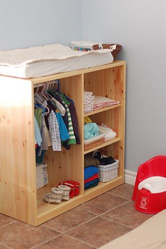 A limited amount of clothing hung at the right height for a toddler is a perfect