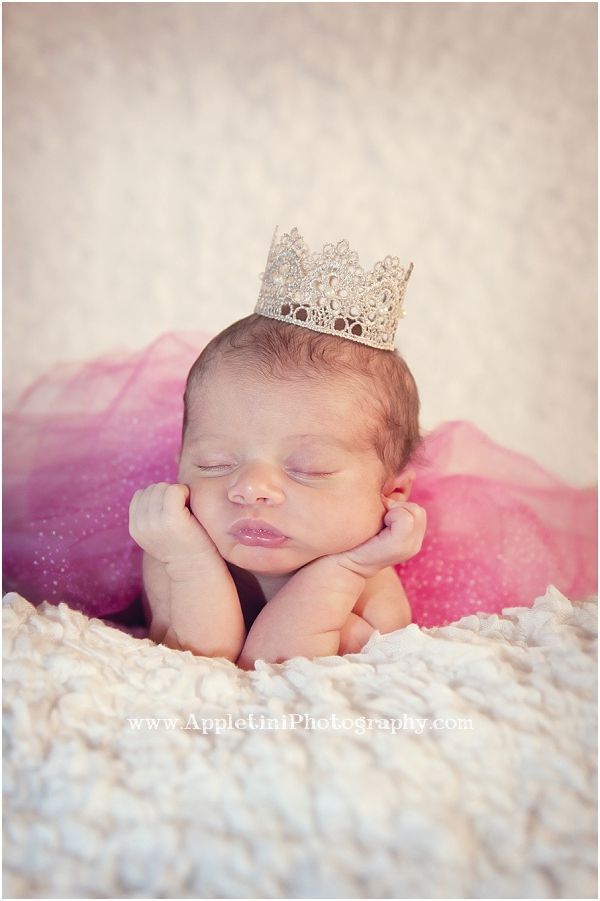 Baby girl wearing crown.  Princess baby photo.  Newborn photography.  Cute baby