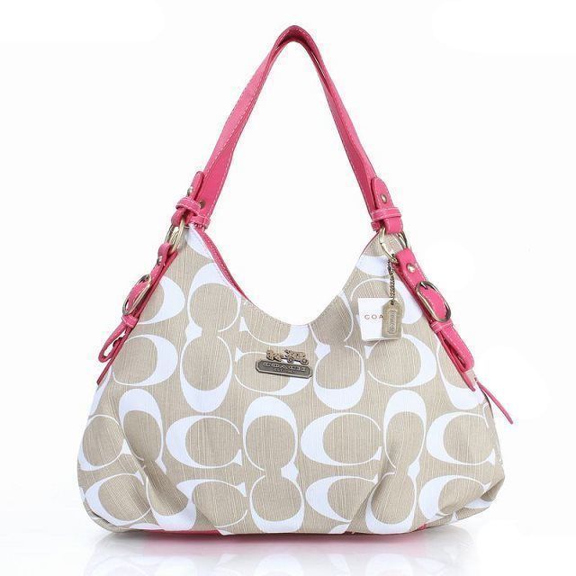 #CheapCoach Authentic Coach Fashion Signature Medium Pink Ivory Shoulder Bags ER