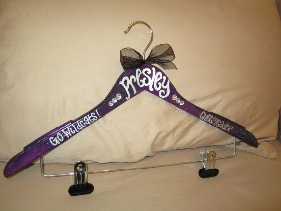 custom painted hangers for CHEERLEADERS dance by passionatelypink, $9.75