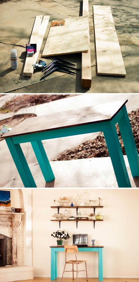 DIY: vintage desk/table, love the color  This is a great table, might make a tal