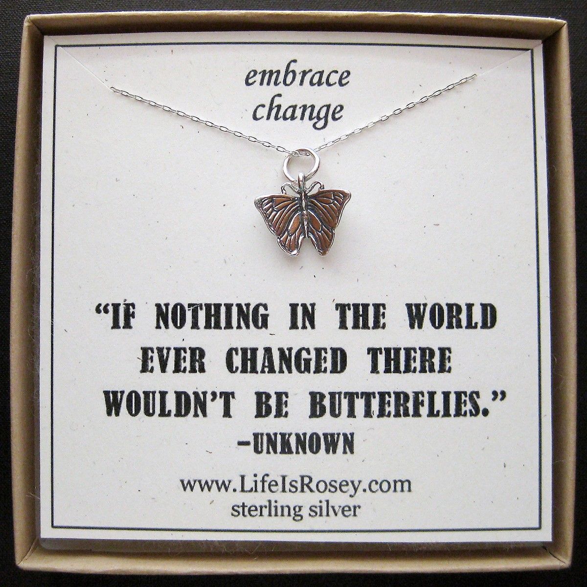 I love the saying Butterfly Charm Necklace – Butterfly Jewelry – Going Away Pres
