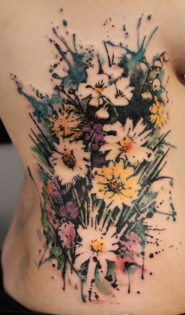 Love the use of negative space with no definite lines | Watercolor Tattoo | Cude