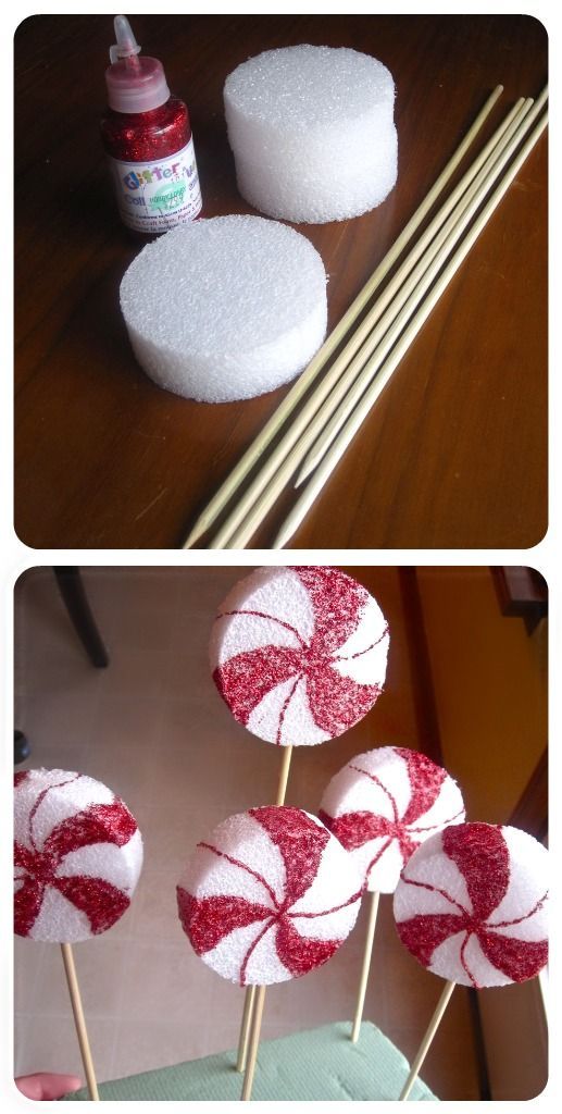 Peppermint lollipop decor – perfect idea for the shops holiday window display