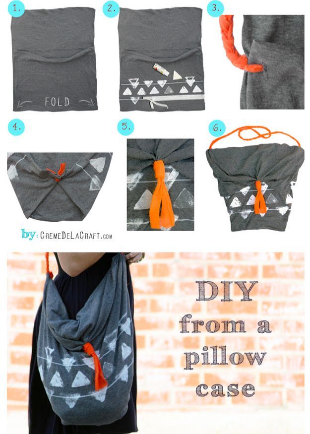 This cute hobo bag is made from a pillowcase. | 31 Easy DIY Projects You Wont Be