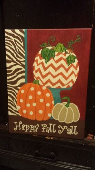 12×16 happy fall yall canvas by BlessedSigns on Etsy