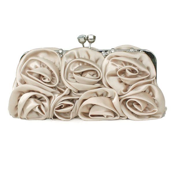 Charming Plain Satin Floral Convertible Small Clutches, Single Deck
