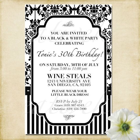 Customizable Black and White Party Invitation  by KreativeKits, $10.00