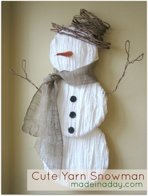 Cute yarn snowman – styrofoam plates, yarn and accessories