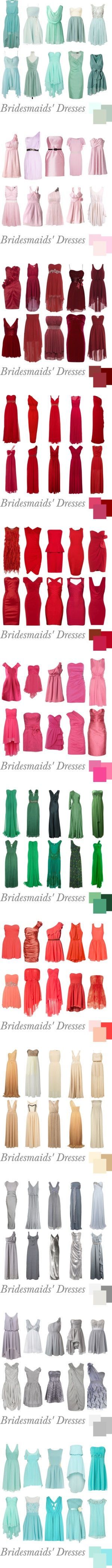 Found this awhile ago, it has tons of bridesmaids dress colors and styles, could