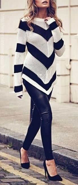 I love the chunky sweater + leather leggings look but I know Ill never be able t
