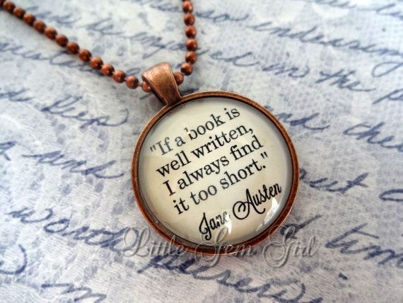 Jane Austen Book Quote Jewelry – Book Quote Necklace or Keychain – Antique Coppe