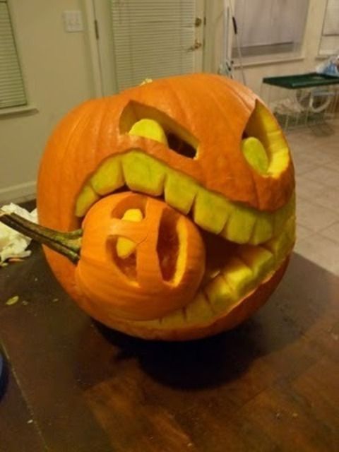 Large_cannibal_pumpkin so cool! Must do this for holloween