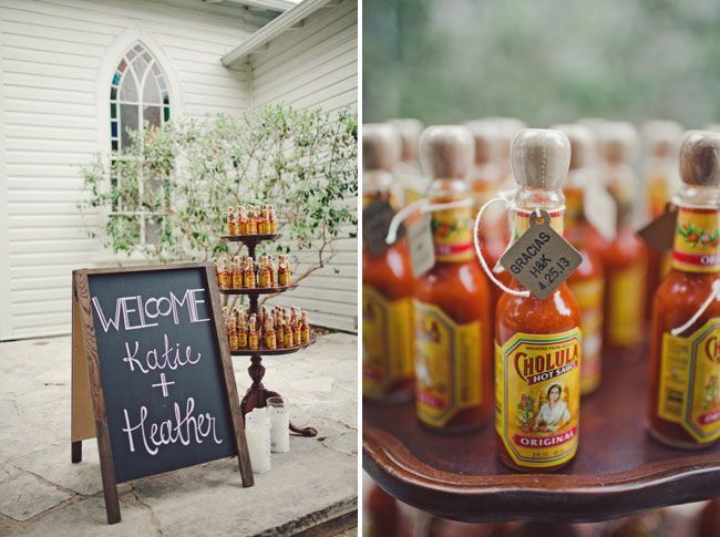 Mexican-Inspired Austin Wedding uses hot sauce to say #gracias. Love that idea!