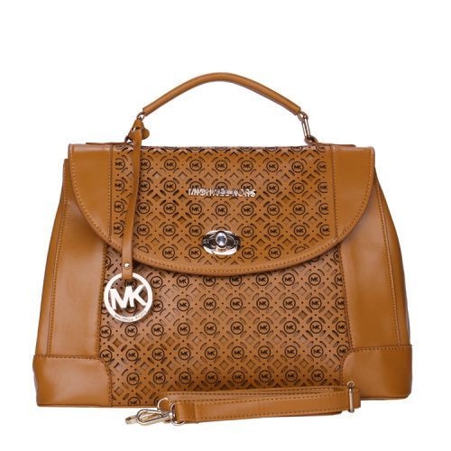Michael Kors Weston Perforated Logo Large Brown Totes Sale With High Quality And