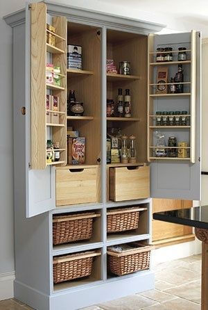 No pantry space? Turn an old tv armoire into a pantry cupboard
