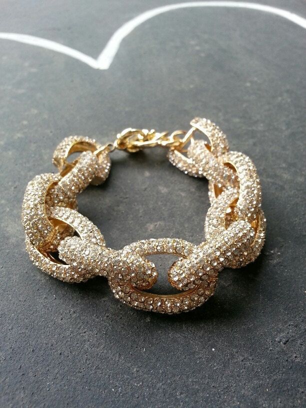 Pave Link Bracelet  J Crew Pave Bracelet  Gold by MelangeShopLove, $24.99
