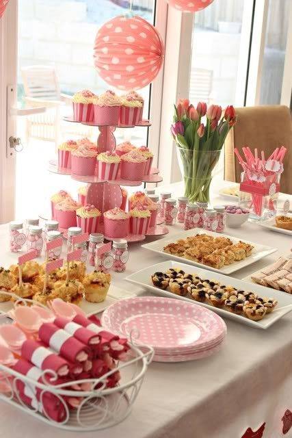 pink party. Morning Tea Party?? With all breakfast foods awesome ideas for nene