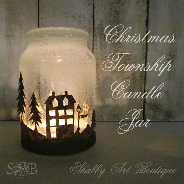 Shabby Art Boutique Christmas Township Candle Jar  – the scoop