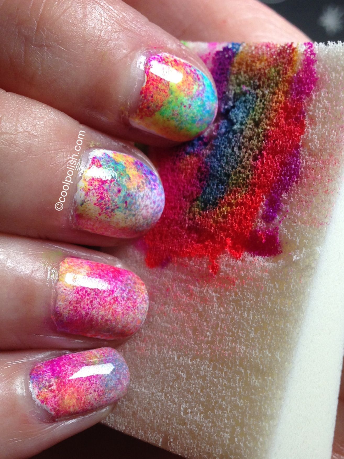 tie dye nails diy – could also do with dark colors to look like the galaxy!  I l